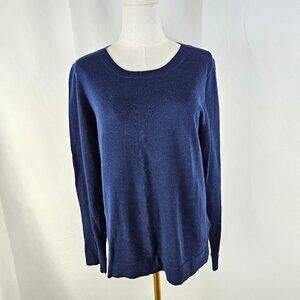 J. Crew Teddie Sweater Size Medium Navy 100% Cotton Lightweight